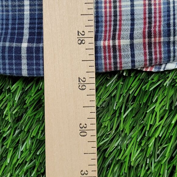 Vintage 70s Wrangler Western Shadow Plaid Shirt Large 21x29 Blue - Picture 13 of 13